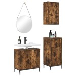 vidaXL Set de mobilier pentru baie cu sertar 3 pcs Stejar fumuriu