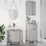 vidaXL Set de mobilier pentru baie 3 pcs sonoma gri Lemn compozit