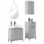 vidaXL Set de mobilier pentru baie 3 pcs sonoma gri Lemn compozit