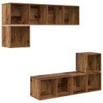 vidaXL Set comodă TV 4 pcs Lemn vechi 37 x 37 x 142.5 cm Lemn compozit vidaXL Set comodă TV 4 pcs Lemn vechi 37 x 37 x 142.5 cm Lemn compozit