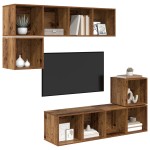 vidaXL Set comodă TV 4 pcs Lemn vechi 37 x 37 x 142.5 cm Lemn compozit vidaXL Set comodă TV 4 pcs Lemn vechi 37 x 37 x 142.5 cm Lemn compozit
