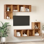 vidaXL Set comodă TV 4 pcs Lemn vechi 37 x 37 x 142.5 cm Lemn compozit vidaXL Set comodă TV 4 pcs Lemn vechi 37 x 37 x 142.5 cm Lemn compozit