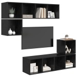 vidaXL Set comodă TV Pe perete 4 pcs Stejar negru 37 x 37 x 142.5 cm vidaXL Set comodă TV Pe perete 4 pcs Stejar negru 37 x 37 x 142.5 cm