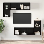 vidaXL Set comodă TV Pe perete 4 pcs Stejar negru 37 x 37 x 142.5 cm vidaXL Set comodă TV Pe perete 4 pcs Stejar negru 37 x 37 x 142.5 cm