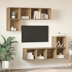 vidaXL Set comodă TV 4 pcs stejar artizanal 37 x 37 x 142.5 cm vidaXL Set comodă TV 4 pcs stejar artizanal 37 x 37 x 142.5 cm