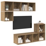 vidaXL Set comodă TV 4 pcs stejar artizanal 37 x 37 x 142.5 cm vidaXL Set comodă TV 4 pcs stejar artizanal 37 x 37 x 142.5 cm