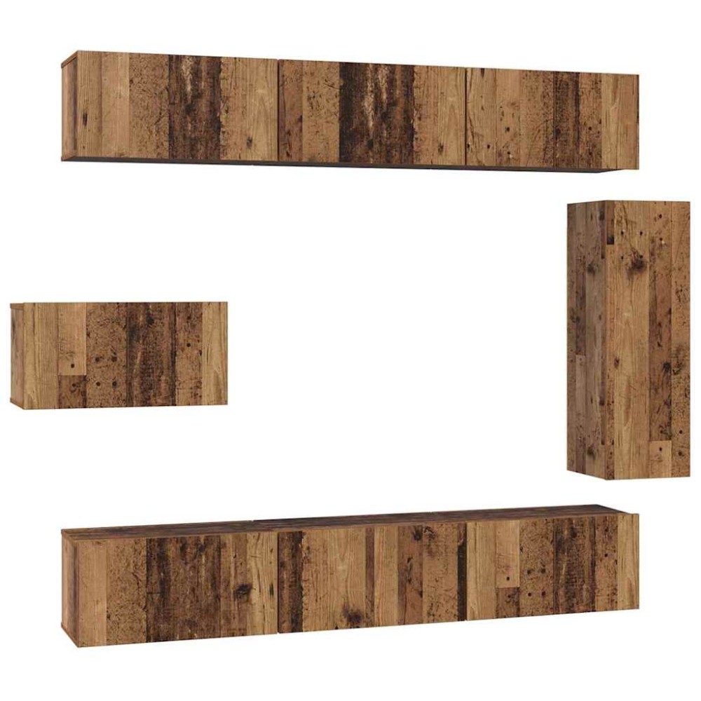 vidaXL Set comodă TV 8 pcs Lemn vechi 30.5 x 30 x 90 cm Lemn compozit