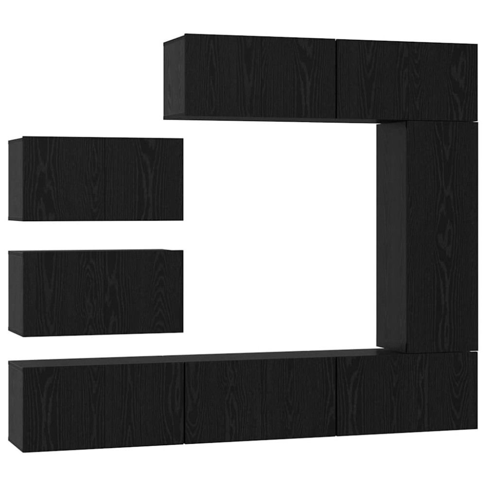 vidaXL Set comodă TV Pe perete 8 pcs Stejar negru 30.5 x 30 x 90 cm