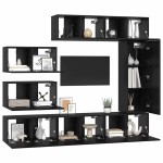 vidaXL Set comodă TV Pe perete 8 pcs Stejar negru 30.5 x 30 x 90 cm vidaXL Set comodă TV Pe perete 8 pcs Stejar negru 30.5 x 30 x 90 cm