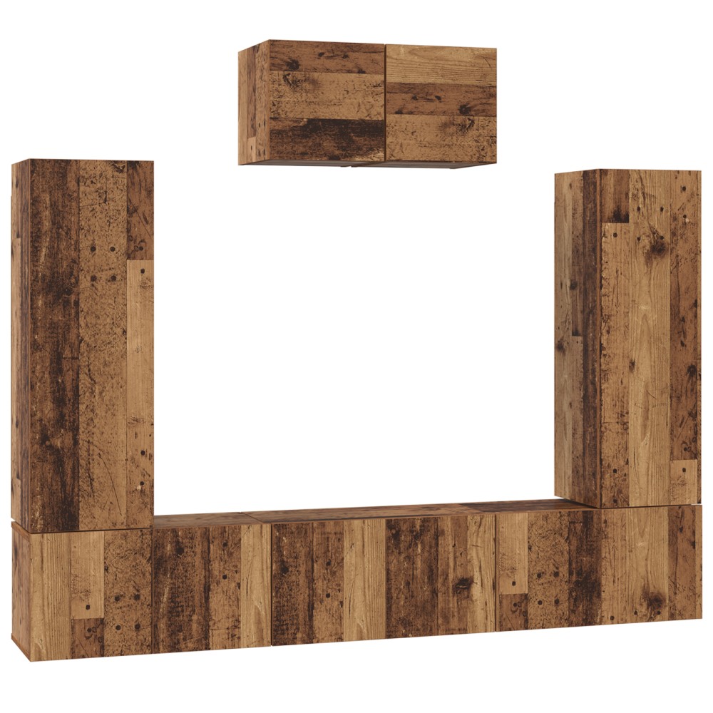 vidaXL Set comodă TV 7 pcs Lemn vechi 180 x 30 x 120 cm Lemn compozit