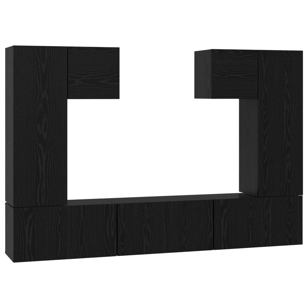 vidaXL Set comodă TV Pe perete 7 pcs Stejar negru 180 x 30 x 120 cm