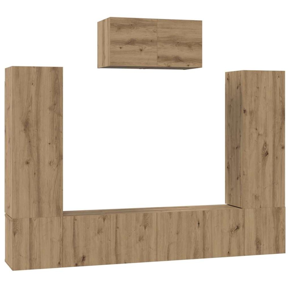 vidaXL Set comodă TV 7 pcs stejar artizanal 180 x 30 x 120 cm