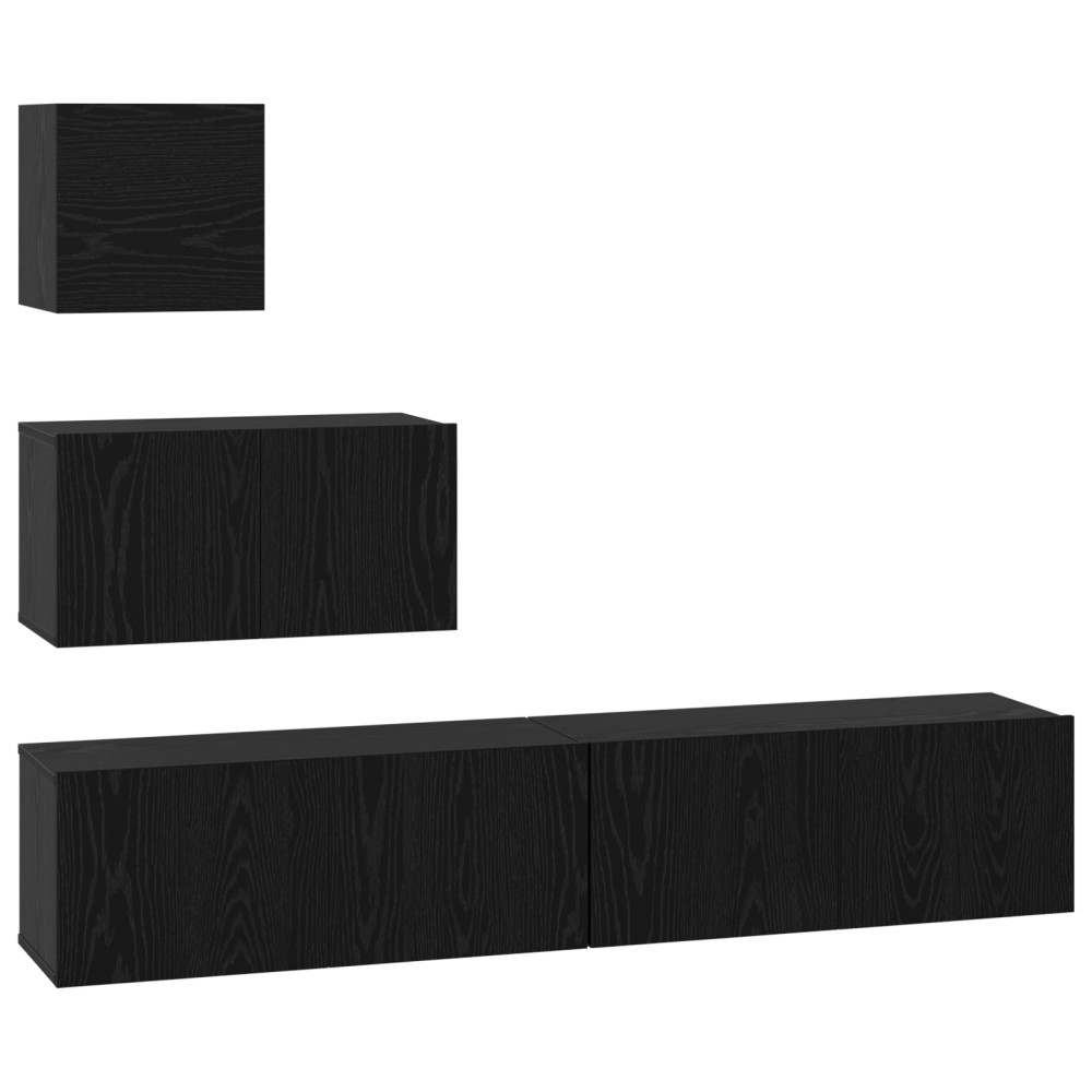 vidaXL Dulap pentru TV pe Perete 4 pcs Stejar negru 80 x 30 x 30.5 cm