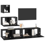 vidaXL Dulap pentru TV pe Perete 4 pcs Stejar negru 80 x 30 x 30.5 cm