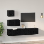 vidaXL Dulap pentru TV pe Perete 4 pcs Stejar negru 80 x 30 x 30.5 cm