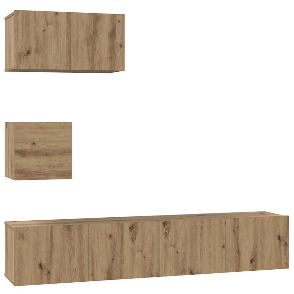 vidaXL Set dulap TV Pe perete 4 pcs stejar artizanal 80 x 30 x 30 cm