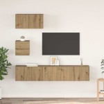 vidaXL Set dulap TV Pe perete 4 pcs stejar artizanal 80 x 30 x 30 cm vidaXL Set dulap TV Pe perete 4 pcs stejar artizanal 80 x 30 x 30 cm