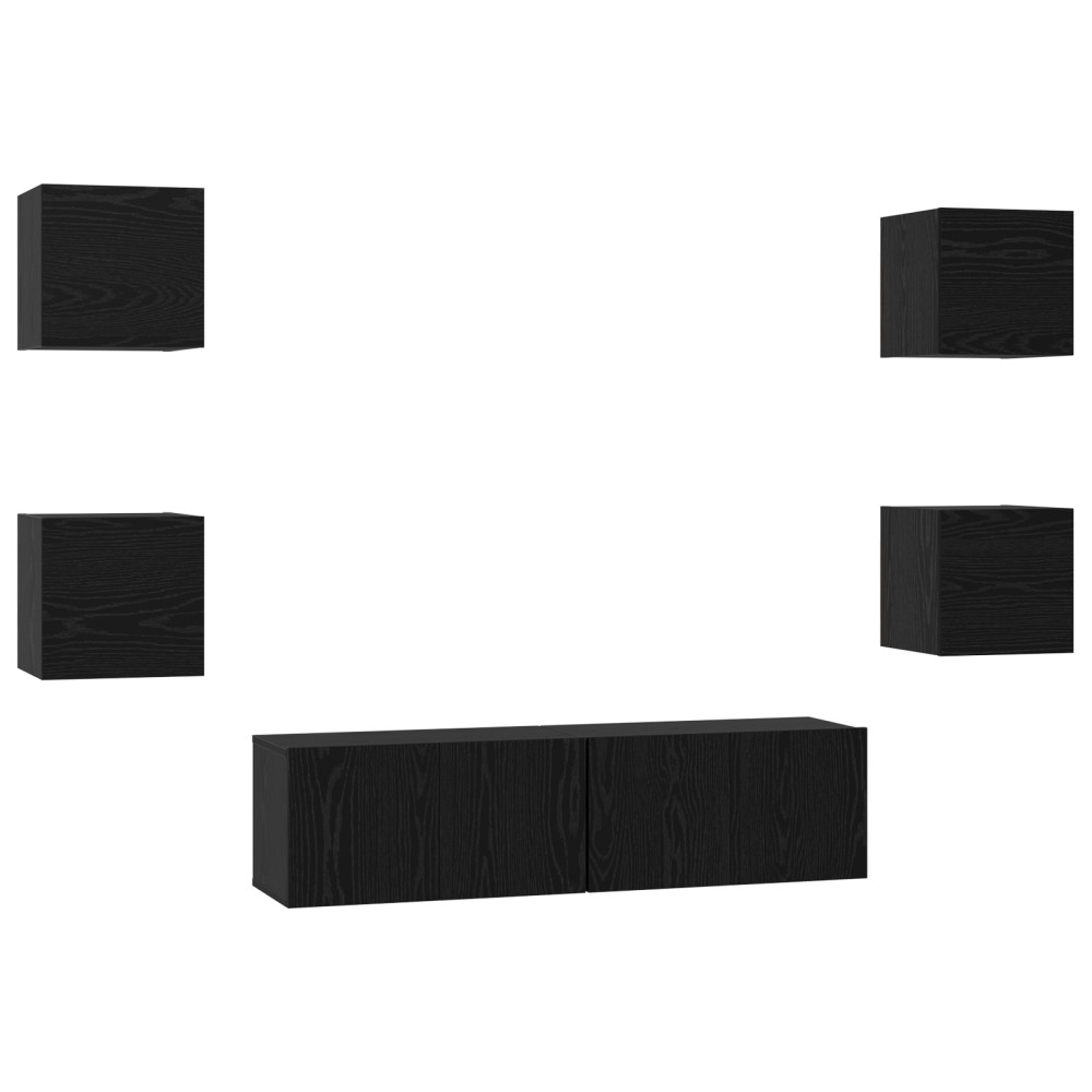 vidaXL Set comodă TV 6 pcs Stejar negru Mediu 120 x 30 x 30 cm