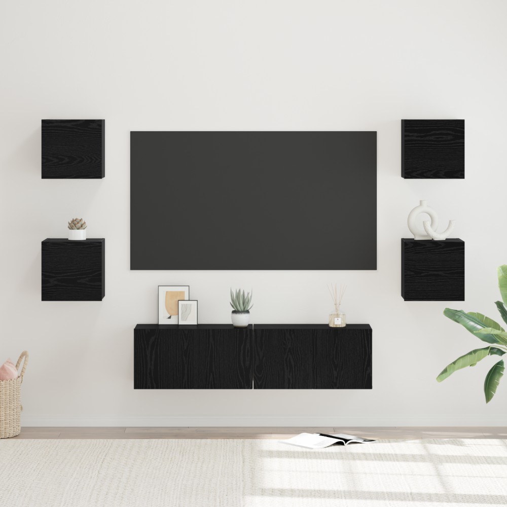 vidaXL Set comodă TV 6 pcs Stejar negru Mediu 120 x 30 x 30 cm