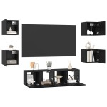 vidaXL Set comodă TV 6 pcs Stejar negru Mediu 120 x 30 x 30 cm vidaXL Set comodă TV 6 pcs Stejar negru Mediu 120 x 30 x 30 cm