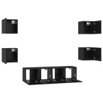 vidaXL Set comodă TV 6 pcs Stejar negru Mediu 120 x 30 x 30 cm vidaXL Set comodă TV 6 pcs Stejar negru Mediu 120 x 30 x 30 cm