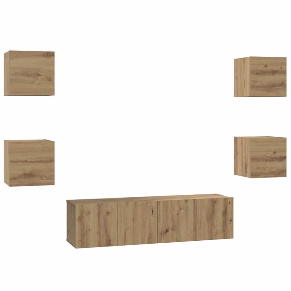 vidaXL Set comodă TV Pe perete 6 pcs stejar artizanal 60 x 30 x 30 cm