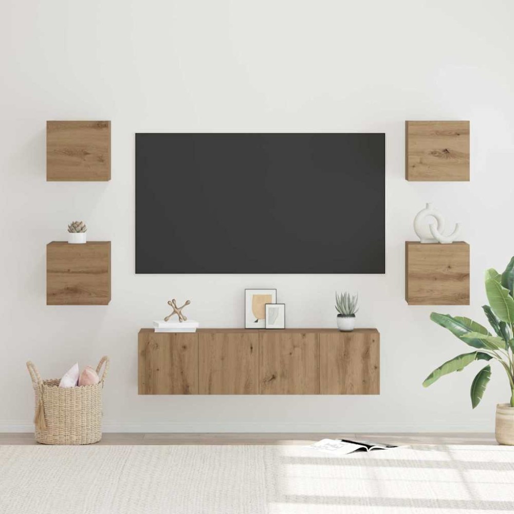 vidaXL Set comodă TV Pe perete 6 pcs stejar artizanal 60 x 30 x 30 cm