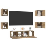 vidaXL Set comodă TV Pe perete 6 pcs stejar artizanal 60 x 30 x 30 cm vidaXL Set comodă TV Pe perete 6 pcs stejar artizanal 60 x 30 x 30 cm