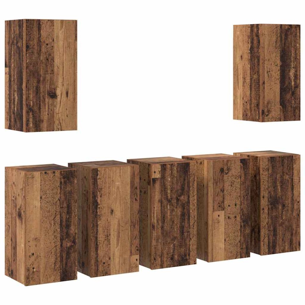 vidaXL Set comodă TV 7 pcs Lemn vechi 30.5 x 30 x 60 cm Lemn compozit