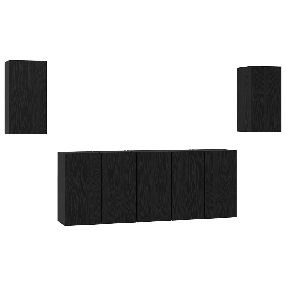 vidaXL Set comodă TV Pe perete 7 pcs Stejar negru 30.5 x 30 x 60 cm