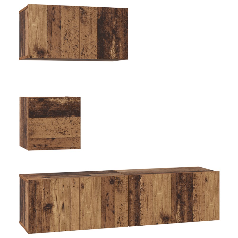 vidaXL Set comodă TV 4 pcs Lemn vechi 60 x 30 x 30 cm Lemn compozit