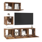 vidaXL Set comodă TV 4 pcs Lemn vechi 60 x 30 x 30 cm Lemn compozit vidaXL Set comodă TV 4 pcs Lemn vechi 60 x 30 x 30 cm Lemn compozit