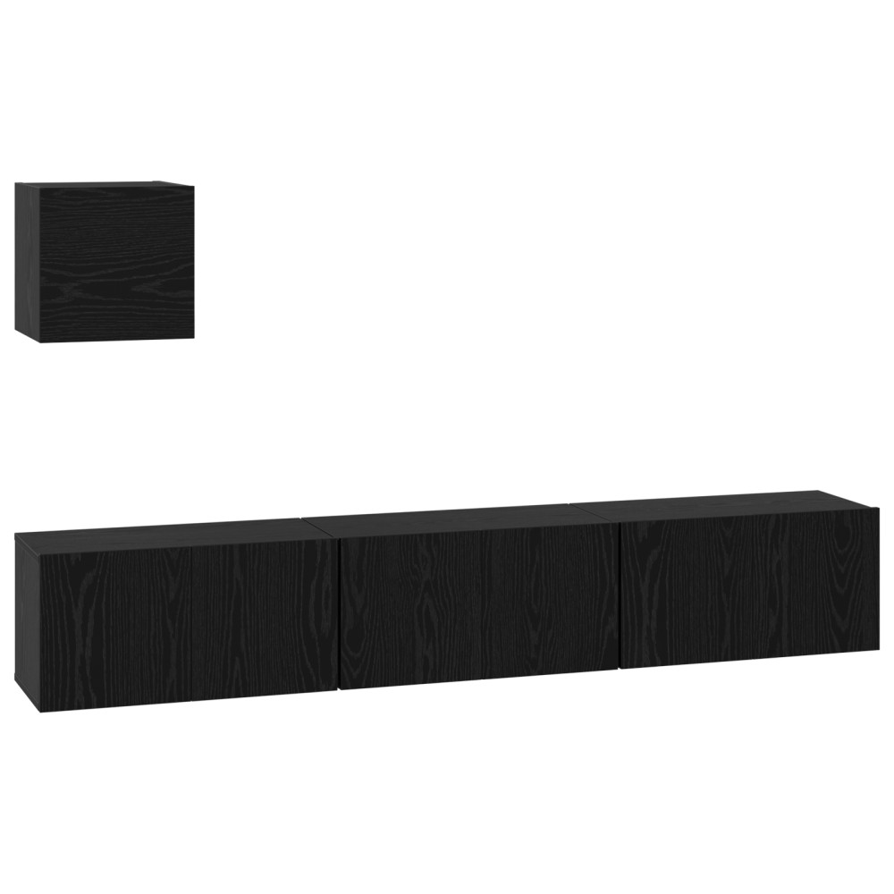 vidaXL Set comodă TV 4 pcs Stejar negru 60 x 30 x 30 cm Lemn compozit