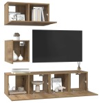 vidaXL Set comodă TV Pe perete 4 pcs stejar artizanal 60 x 30 x 30 cm vidaXL Set comodă TV Pe perete 4 pcs stejar artizanal 60 x 30 x 30 cm