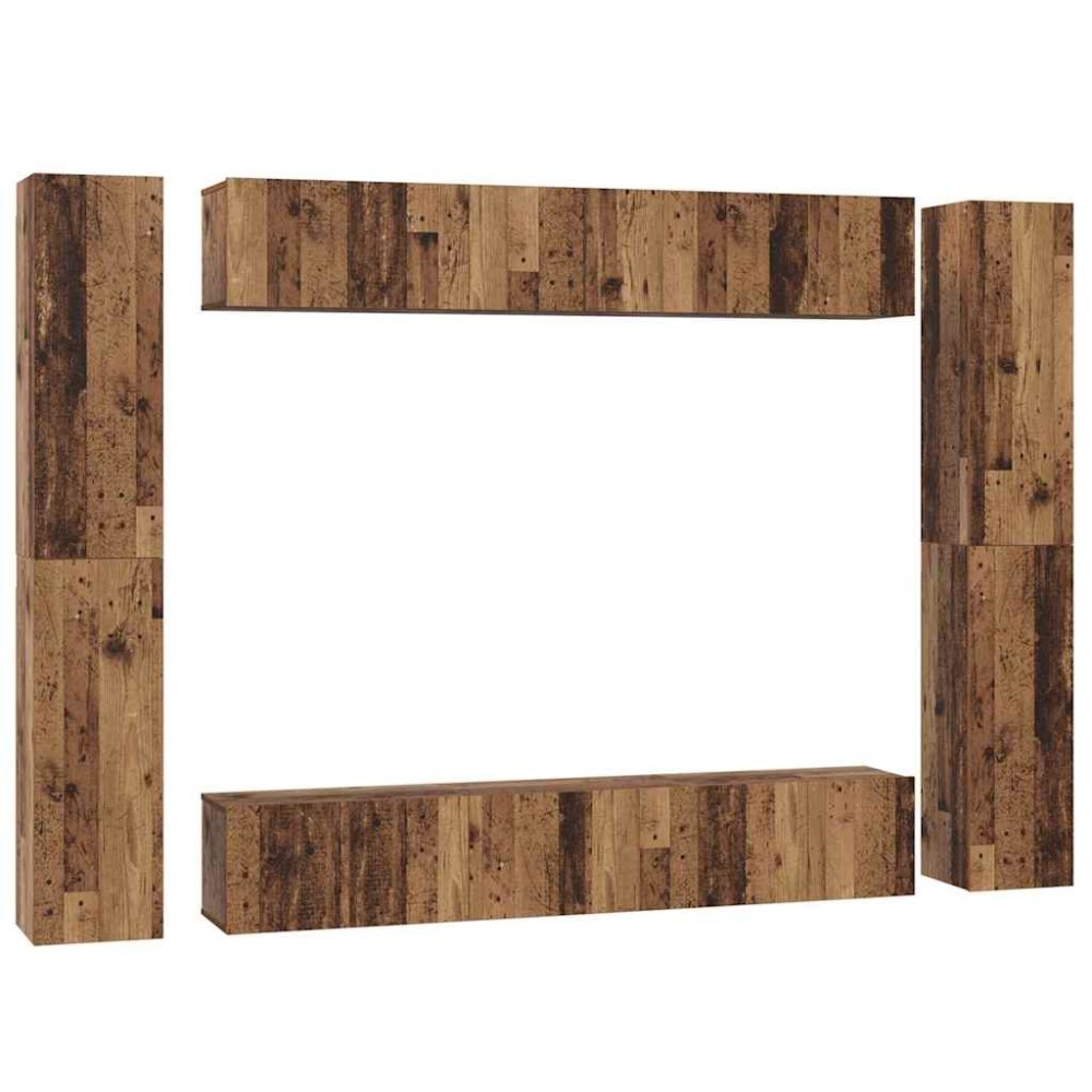 vidaXL Set comodă TV 10 pcs Lemn vechi 30.5 x 30 x 90 cm Lemn compozit