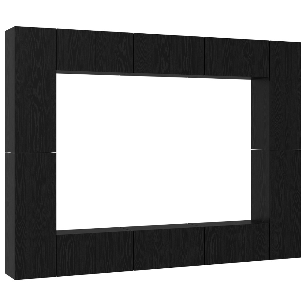 vidaXL Set comodă TV 10 pcs Stejar negru Mediu 30.5 x 30 x 90 cm