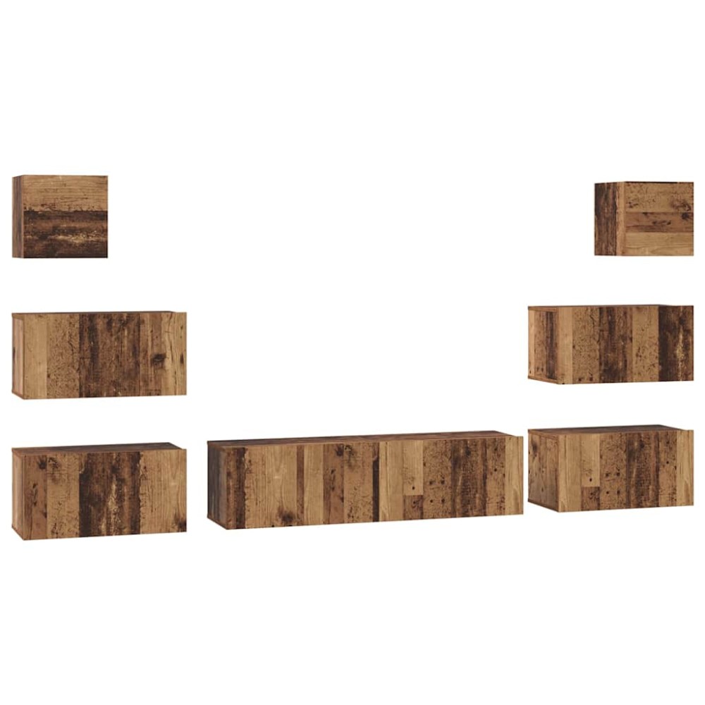 vidaXL Set comodă TV 8 pcs Lemn vechi 60 x 30 x 30 cm Lemn compozit