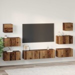 vidaXL Set comodă TV 8 pcs Lemn vechi 60 x 30 x 30 cm Lemn compozit vidaXL Set comodă TV 8 pcs Lemn vechi 60 x 30 x 30 cm Lemn compozit
