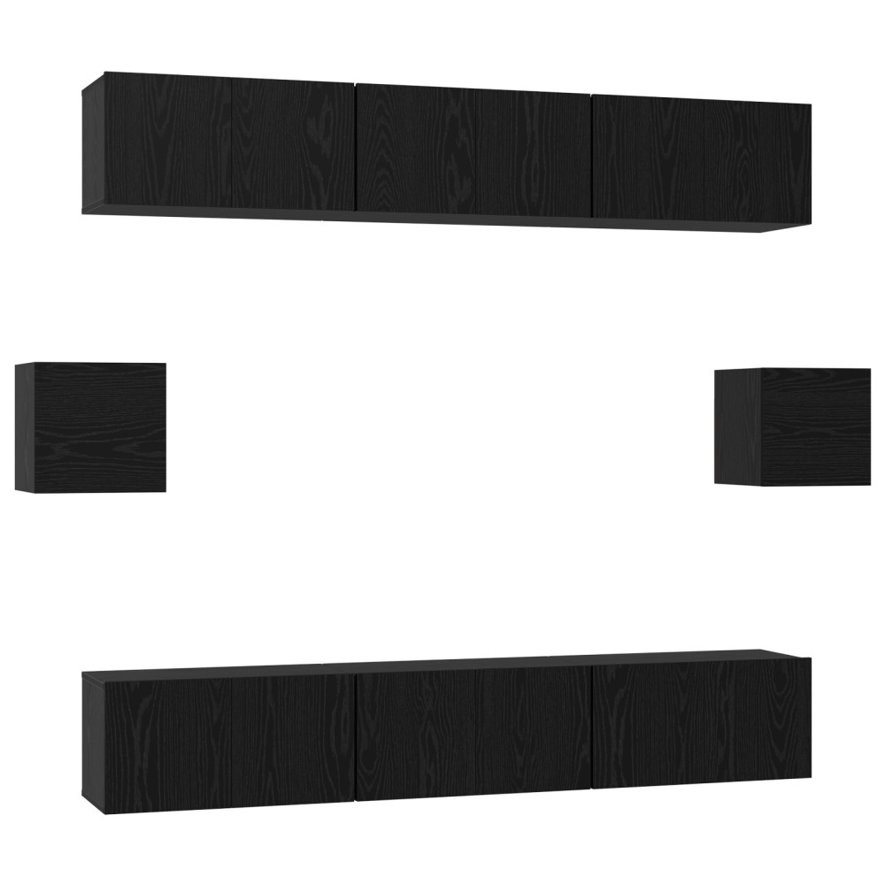 vidaXL Set comodă TV 8 pcs Stejar negru 60 x 30 x 30 cm Lemn compozit