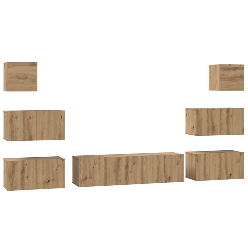 vidaXL Set comodă TV Pe perete 8 pcs stejar artizanal 60 x 30 x 30 cm