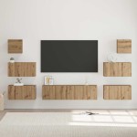 vidaXL Set comodă TV Pe perete 8 pcs stejar artizanal 60 x 30 x 30 cm vidaXL Set comodă TV Pe perete 8 pcs stejar artizanal 60 x 30 x 30 cm
