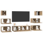 vidaXL Set comodă TV Pe perete 8 pcs stejar artizanal 60 x 30 x 30 cm vidaXL Set comodă TV Pe perete 8 pcs stejar artizanal 60 x 30 x 30 cm