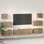 vidaXL Set comodă TV Pe perete 8 pcs stejar artizanal 60 x 30 x 30 cm vidaXL Set comodă TV Pe perete 8 pcs stejar artizanal 60 x 30 x 30 cm