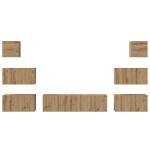 vidaXL Set comodă TV Pe perete 8 pcs stejar artizanal 60 x 30 x 30 cm vidaXL Set comodă TV Pe perete 8 pcs stejar artizanal 60 x 30 x 30 cm