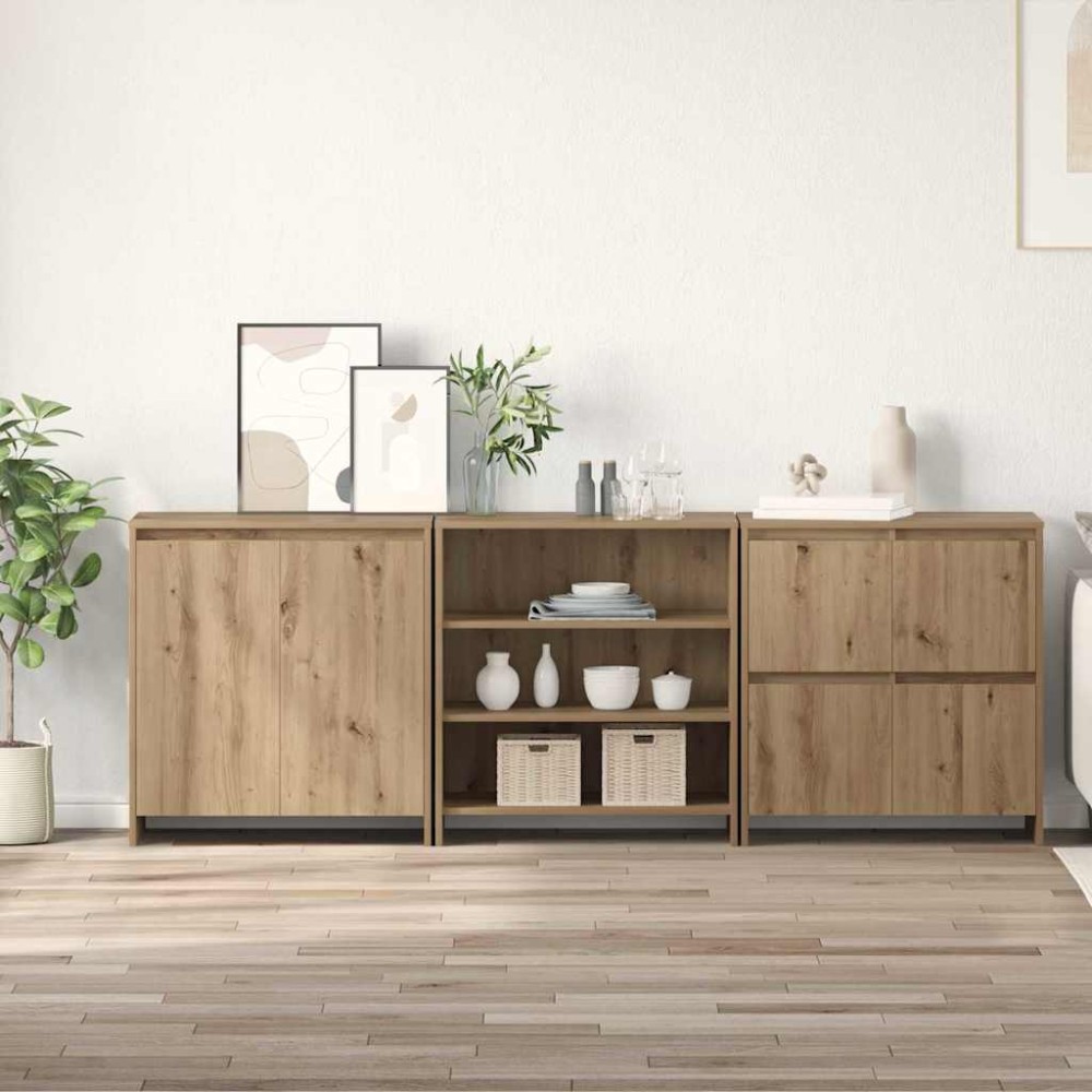 vidaXL Bufeturi 3 pcs stejar artizanal 70 x 41 x 75 cm Lemn compozit