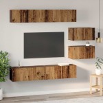 vidaXL Set dulap TV Pe perete 6 pcs Lemn vechi Mediu Lemn compozit vidaXL Set dulap TV Pe perete 6 pcs Lemn vechi Mediu Lemn compozit