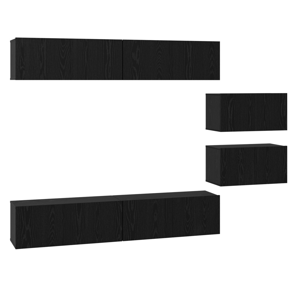 vidaXL Set comodă TV 6 pcs Stejar Negru 80 x 30 x 30.5 cm mic