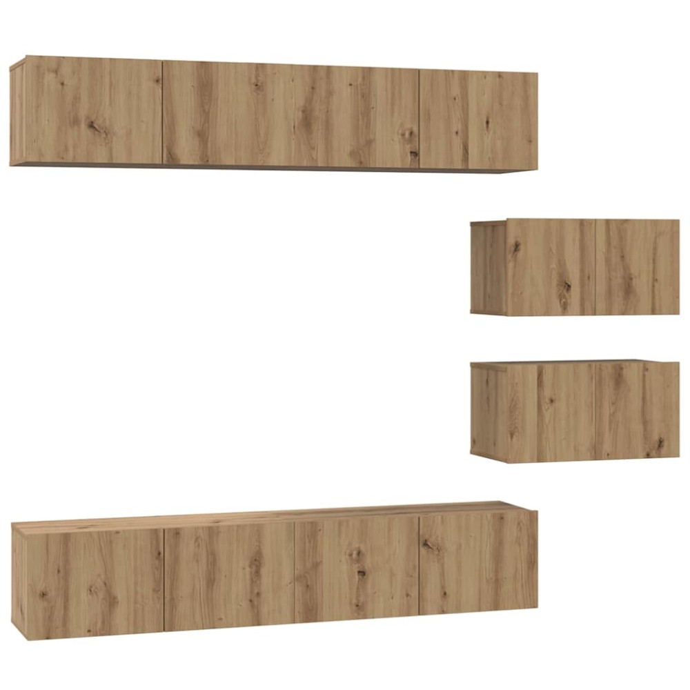 vidaXL Set dulap TV 6 pcs stejar artizanal 80 x 30 x 30 cm Mediu