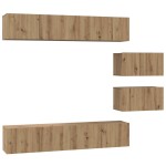 vidaXL Set dulap TV 6 pcs stejar artizanal 80 x 30 x 30 cm Mediu vidaXL Set dulap TV 6 pcs stejar artizanal 80 x 30 x 30 cm Mediu