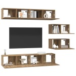 vidaXL Set dulap TV 6 pcs stejar artizanal 80 x 30 x 30 cm Mediu vidaXL Set dulap TV 6 pcs stejar artizanal 80 x 30 x 30 cm Mediu